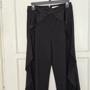 Alice +Olivia Satin Black Wide Leg Pants with Dramatic Ruffles Plus Corset Top